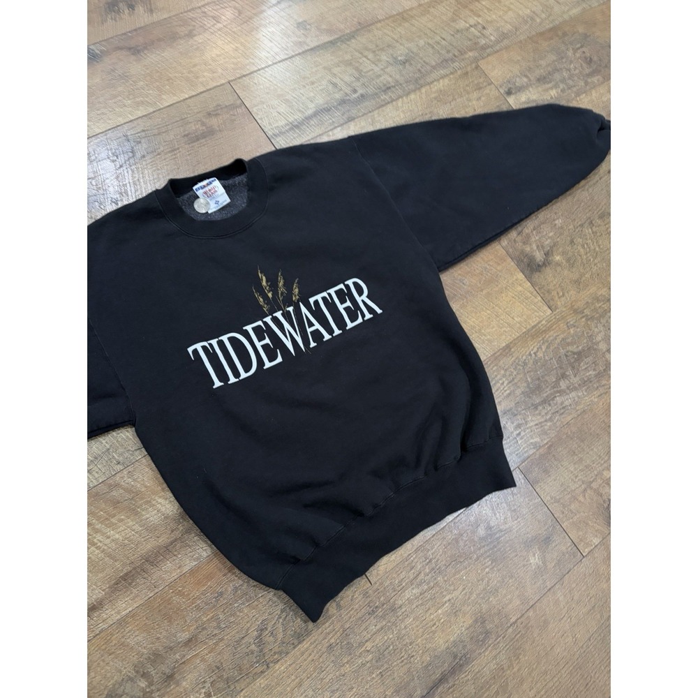 Vintage 90s Tidewater Crewneck Sweatshirt Black M Virginia, Maryland Made In USA - Picture 4 of 6